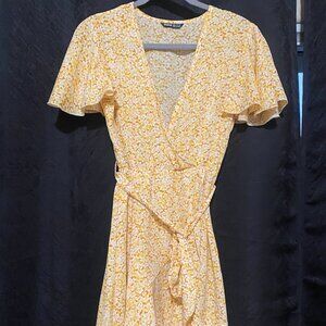 Yellow Floral Print Sun Dress